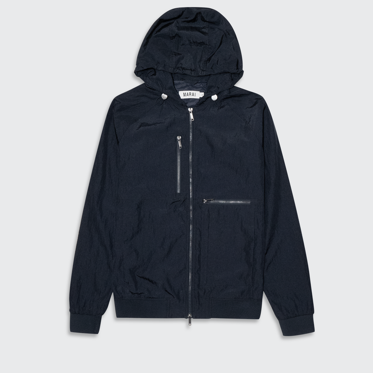 Crinkle Nylon Hooded Jacket Navy MARAI