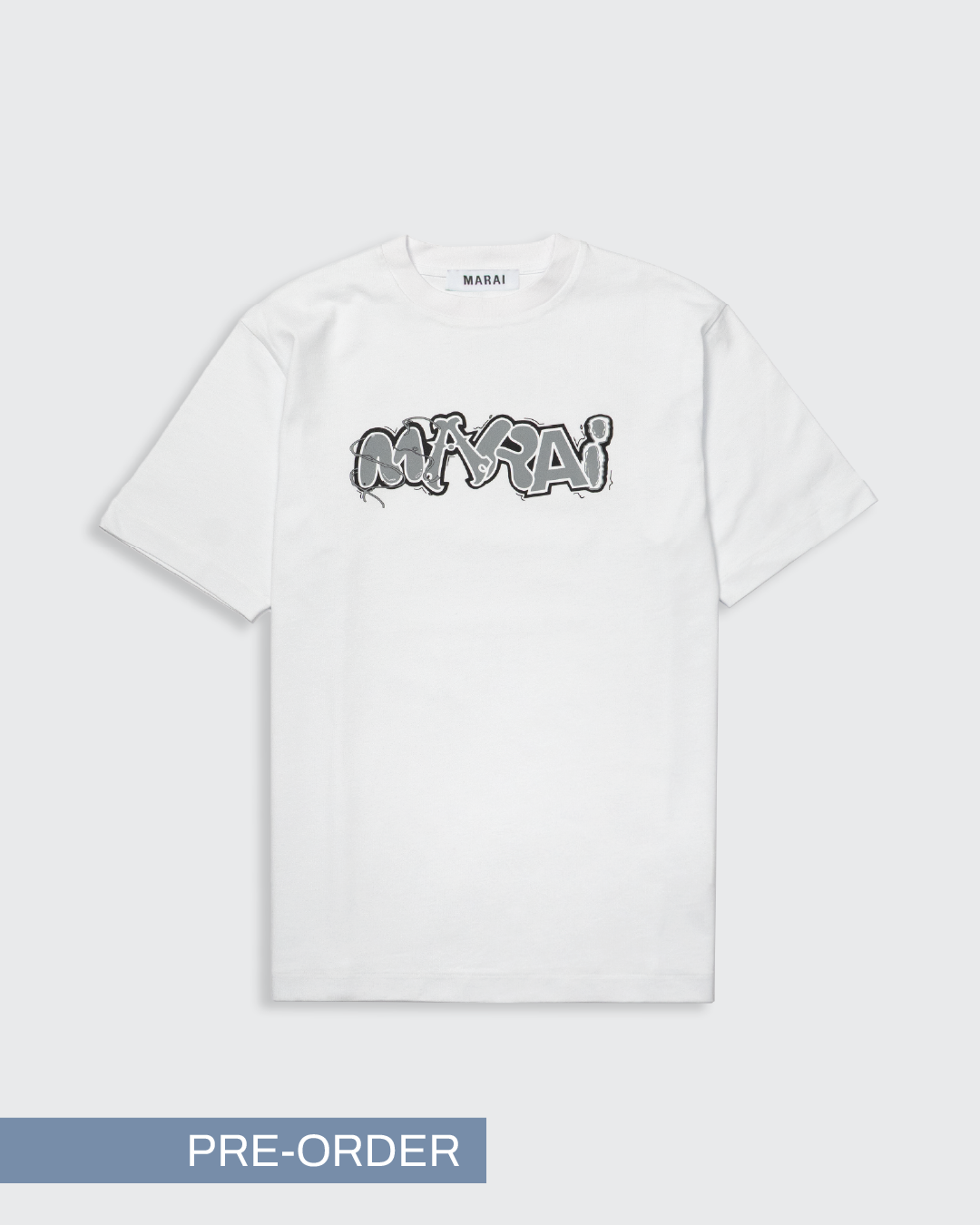 Multi Font Chest Logo T-Shirt - White/Grey