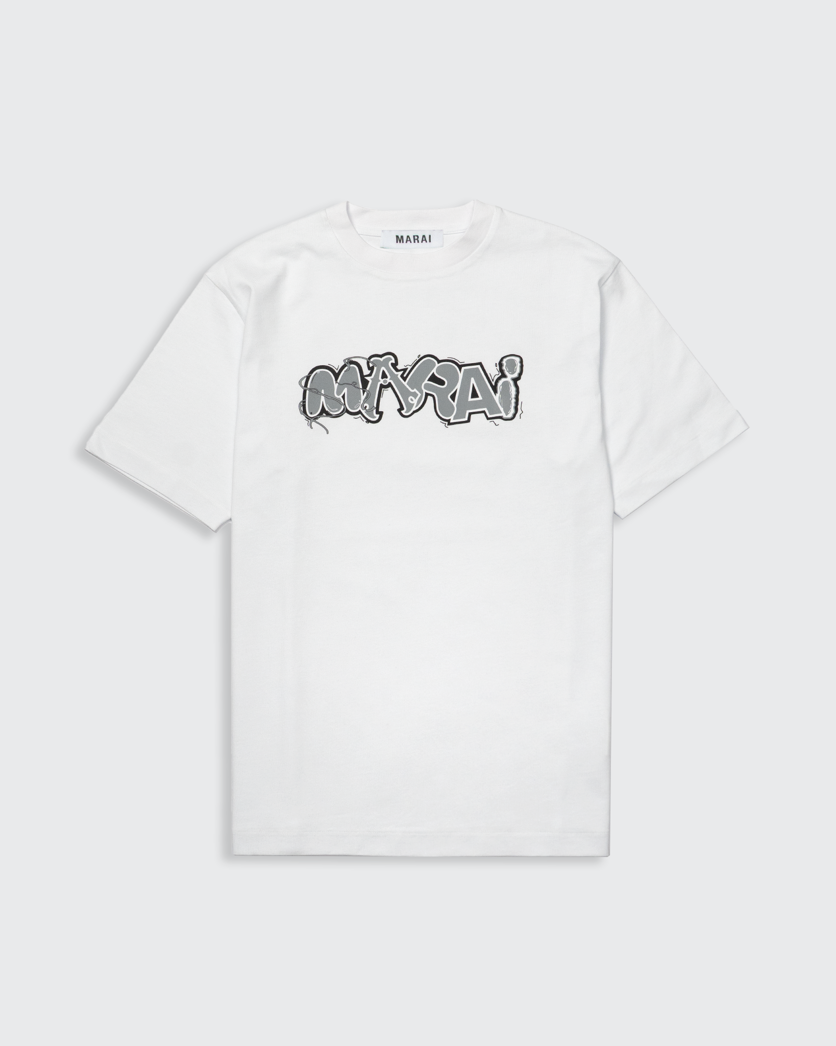Multi Font Chest Logo T-Shirt - White/Grey