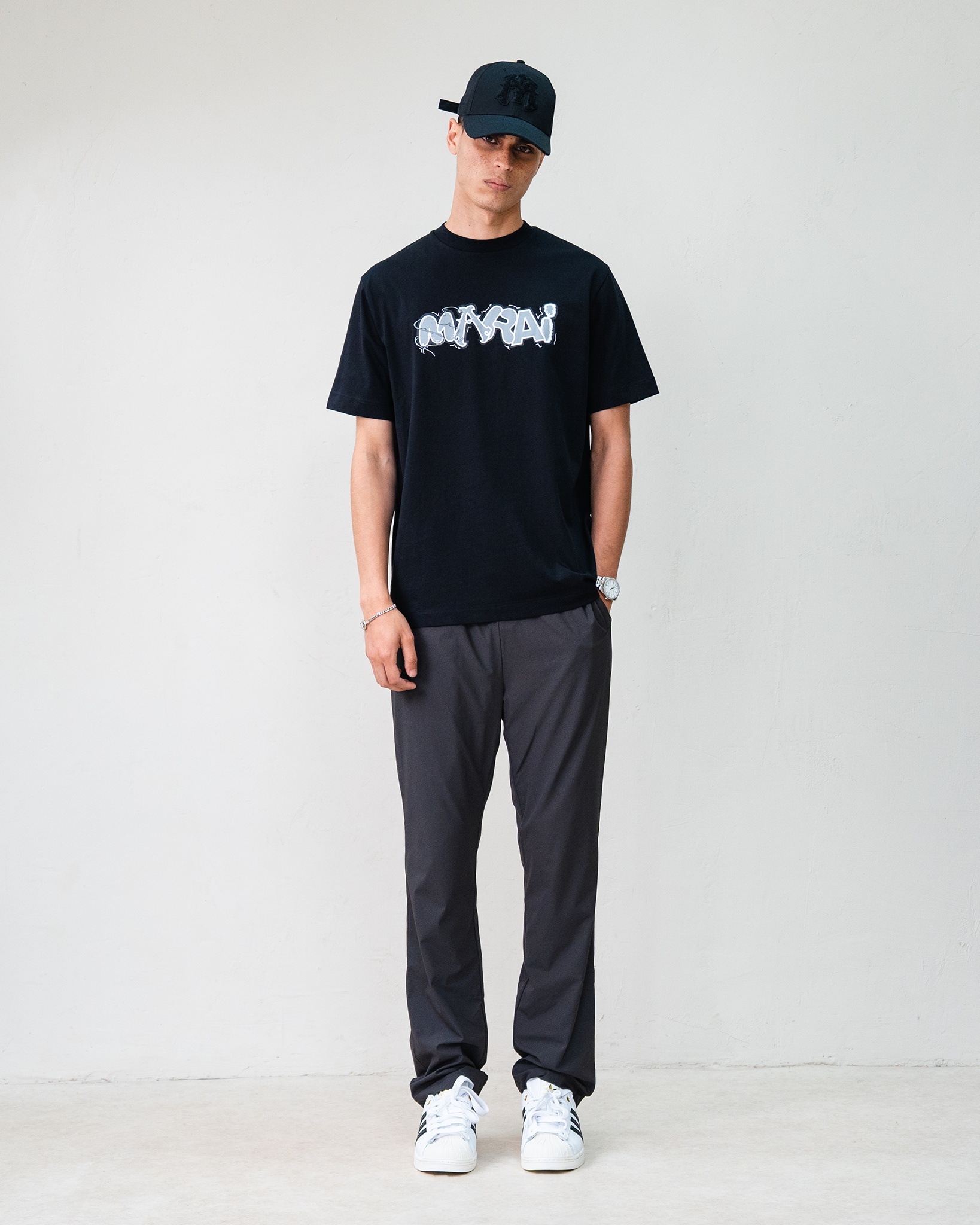 Multi Font Chest Logo T-Shirt - Black/Grey