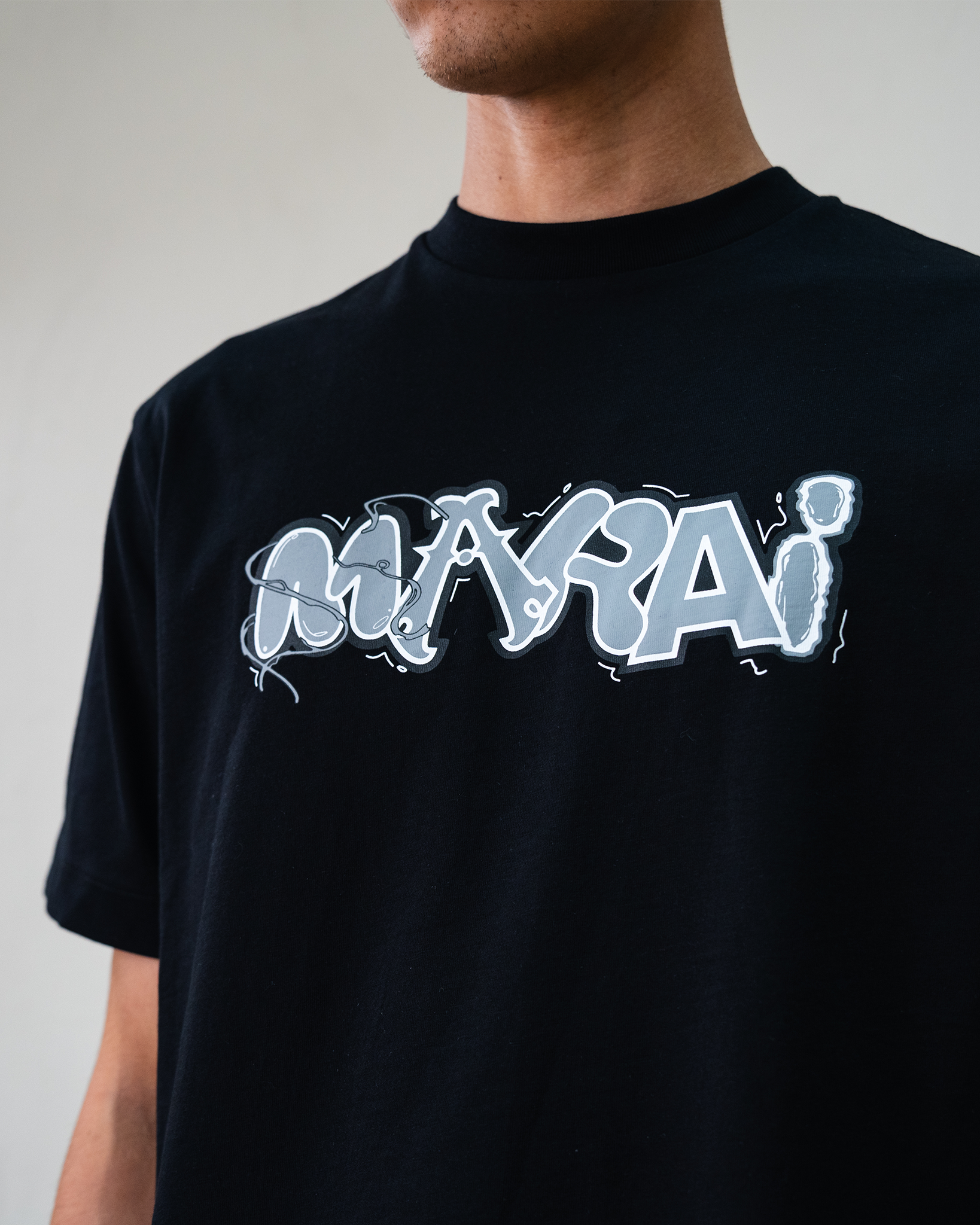 Multi Font Chest Logo T-Shirt - Black/Grey
