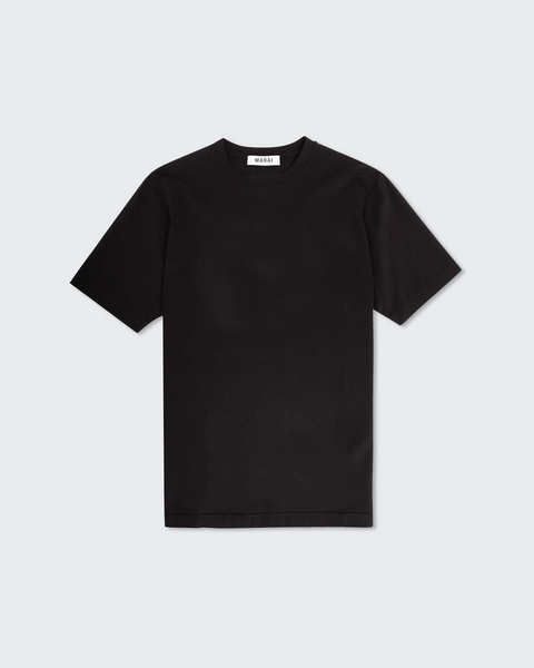 Mercerised Cotton Plain T Shirt Black MARAI