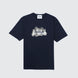 Mercerised Ripple Printed T-Shirt - Navy